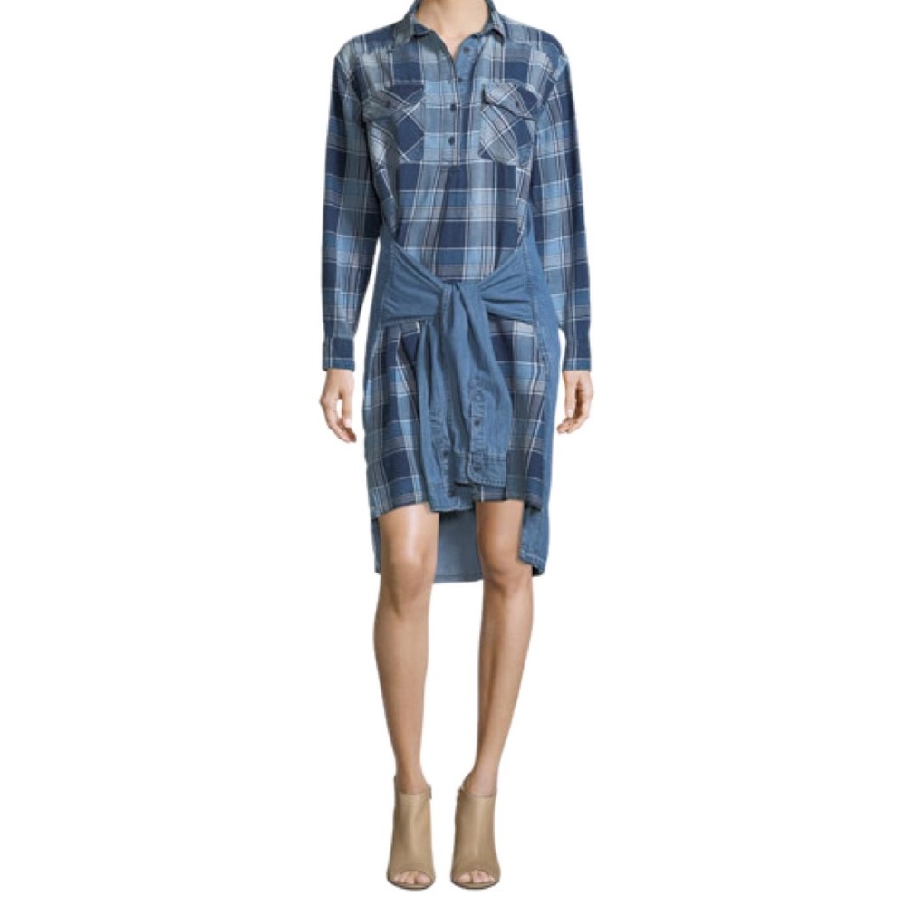 Blue Plaid Shirt Dress
